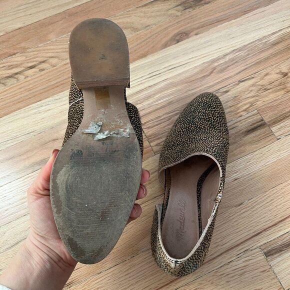 Madewell THE LUCIE Booties Sz 7.5 Cut Out SlipOn Spotted Toffee Block Heel Shoes - Picture 10 of 10